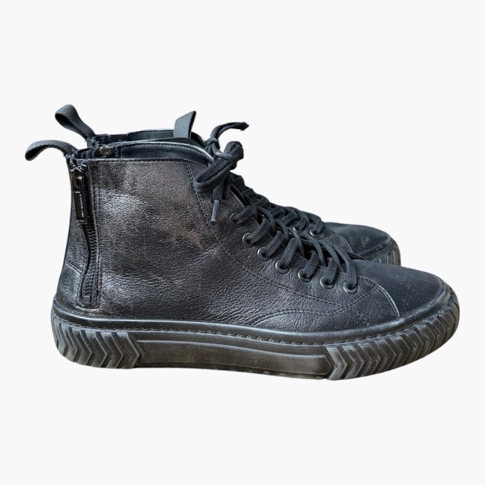 Karl Lagerfeld Men's Metallic Leather Double Back Zip High Top Sneakers Size 9.5 - Picture 5 of 10